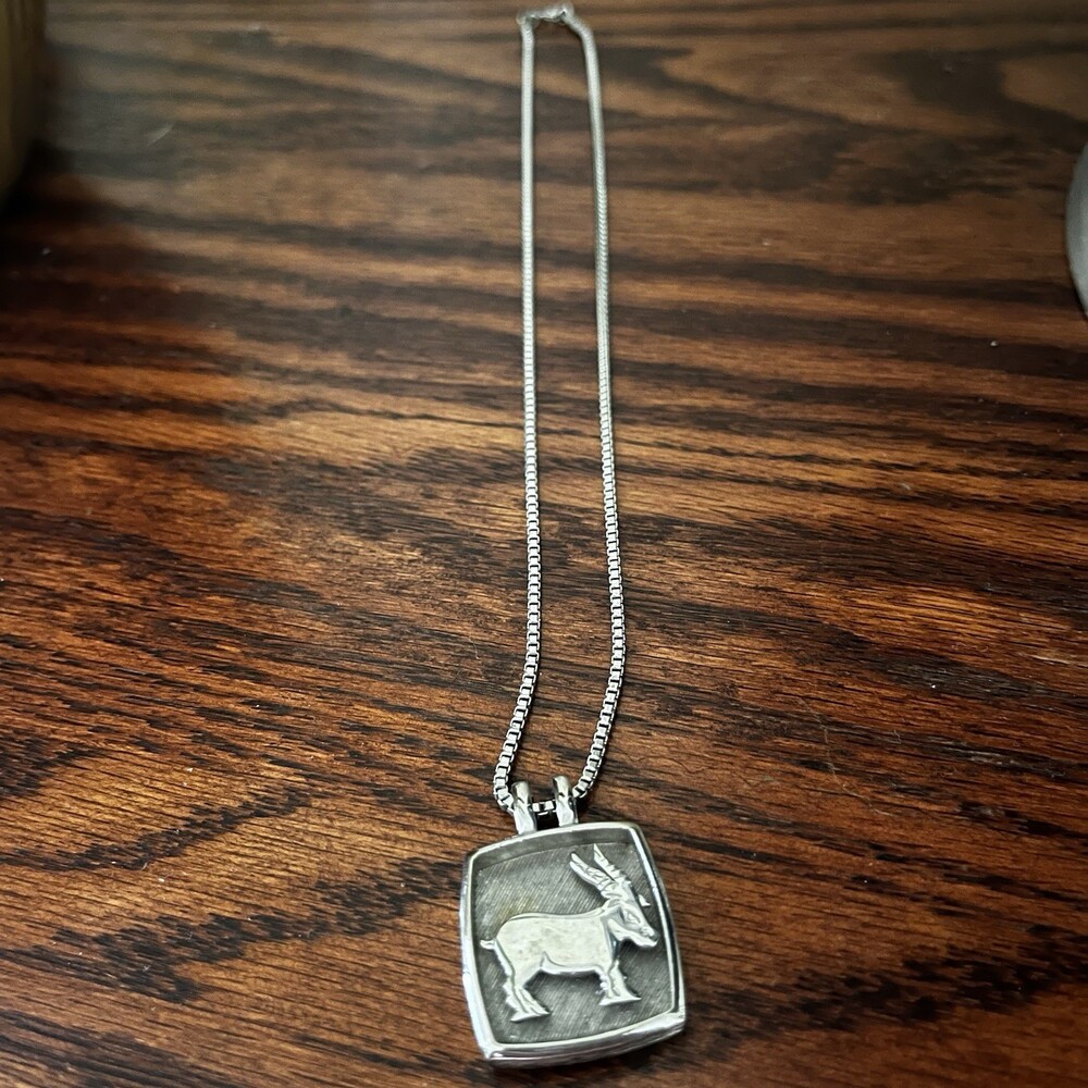 VTG Sterling Silver Capricorn Goat Pendant Necklace 18" Zodiac Jewelry